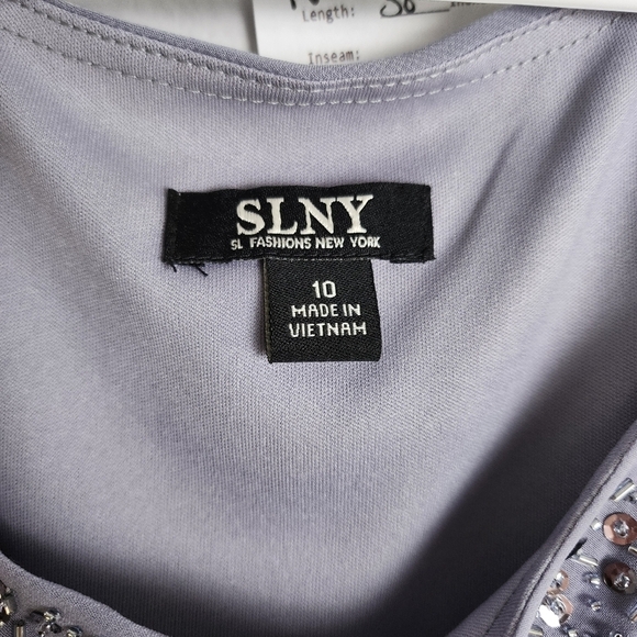 SL Fashions SLNY Women's Concrete Grey Tiered Chiffon Cocktail Dress NWT Size 10 - Picture 5 of 15